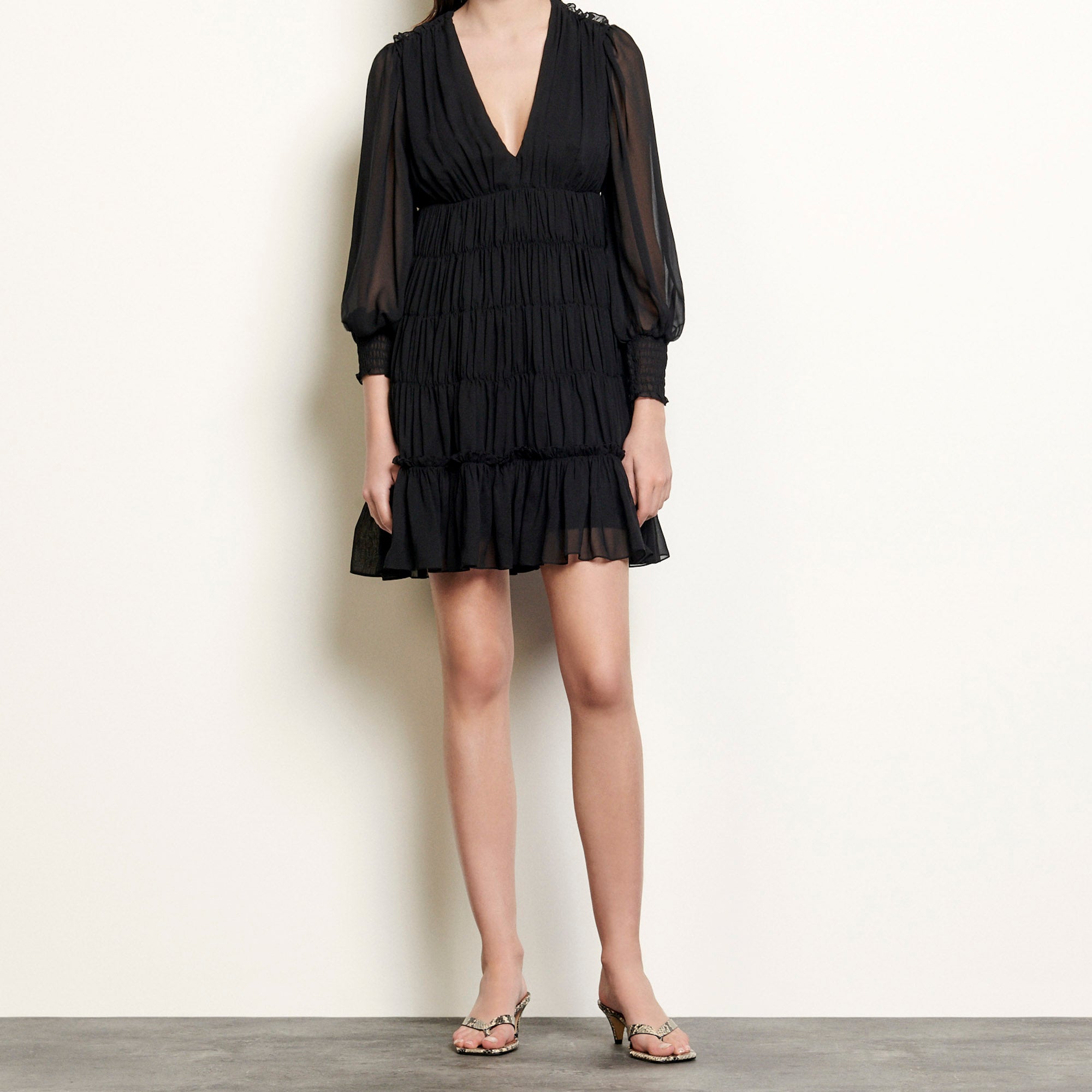 Robe courte en voile à  fronces Sandro seconde main