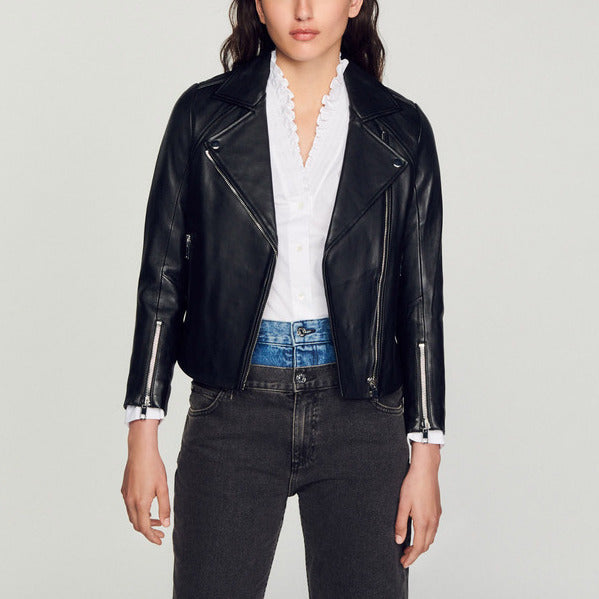 Blouson en cuir Sandro seconde main