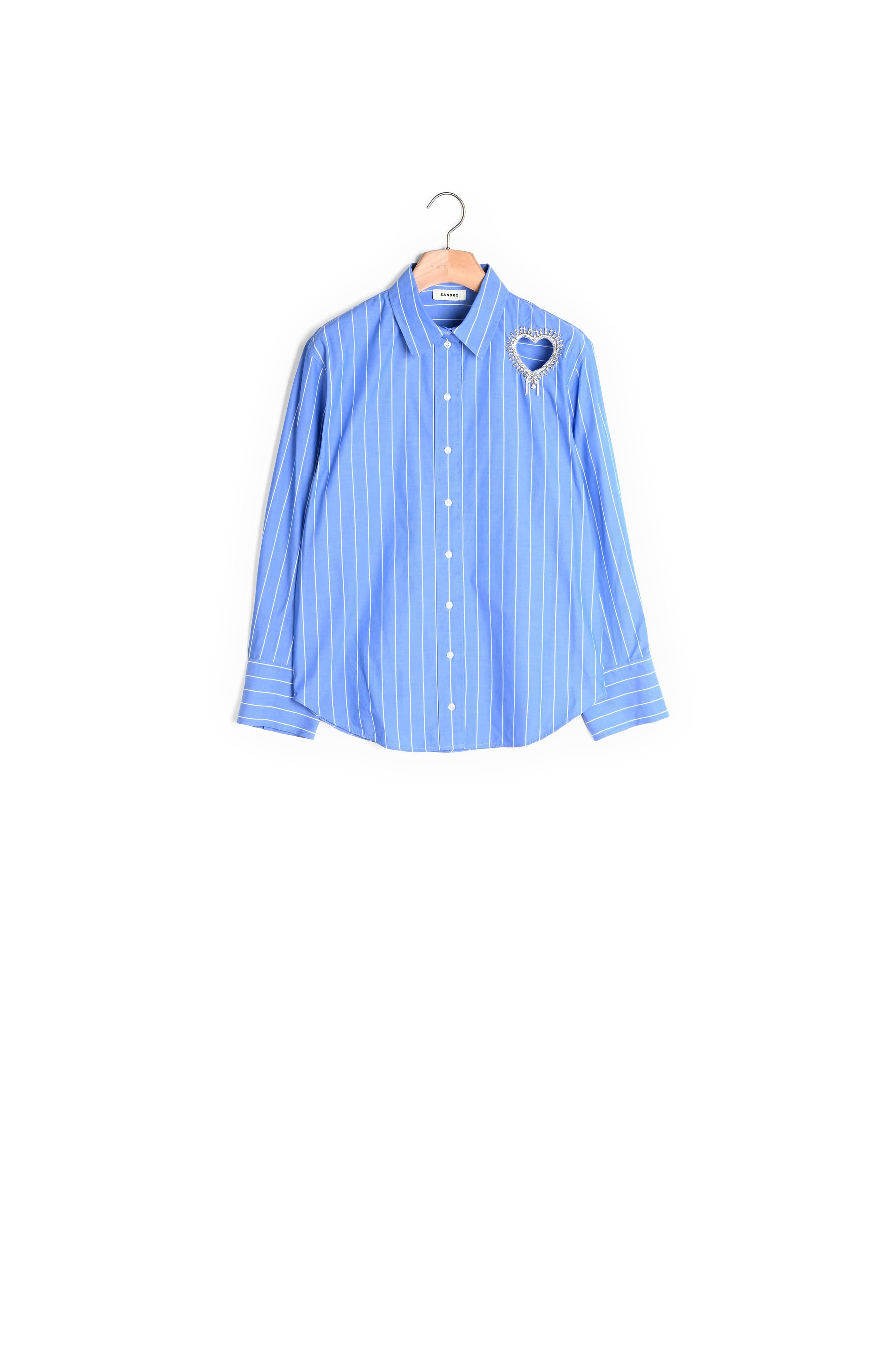 Chemise à rayures et cœur strassé Sandro seconde main