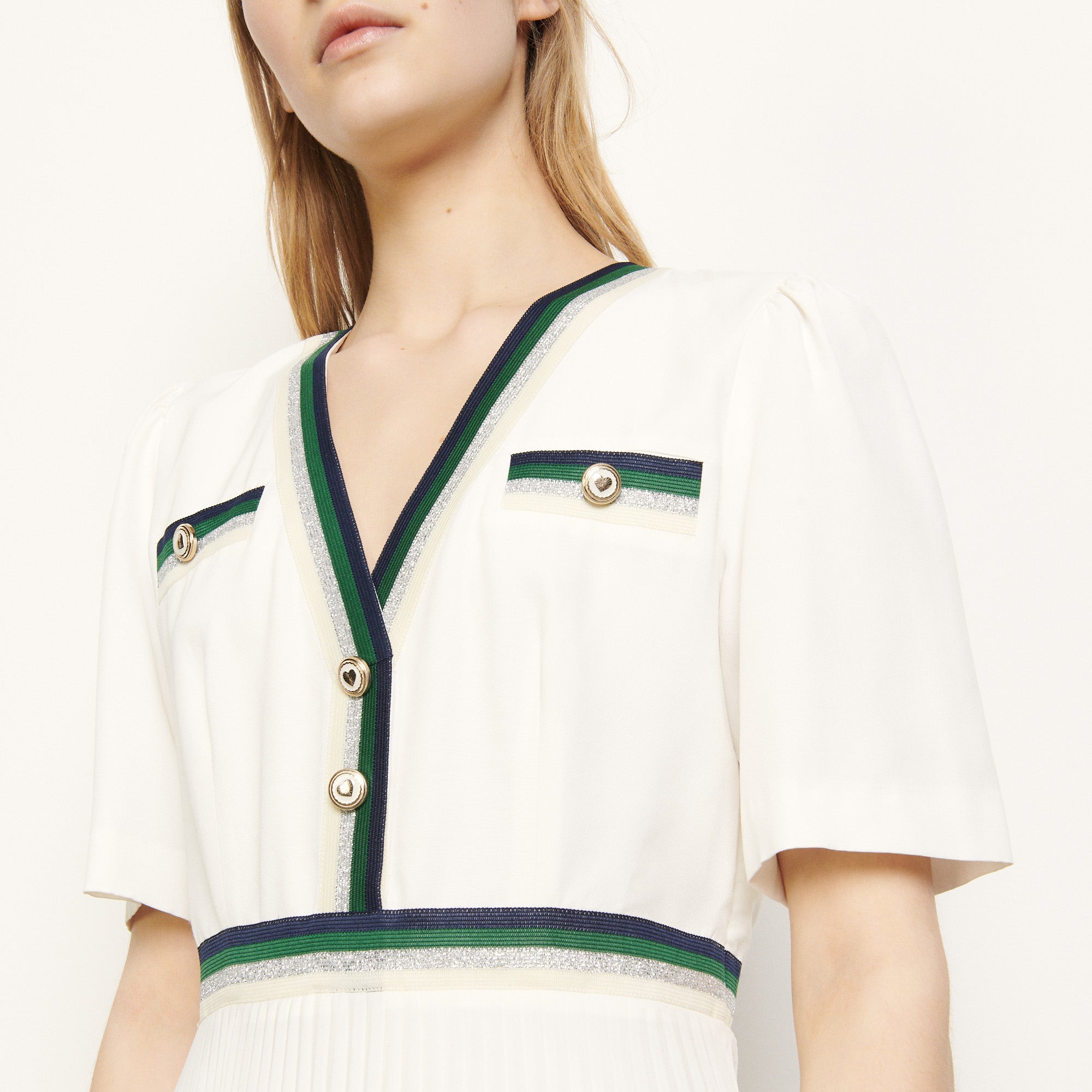 Robe longue plissée à manches courtes Sandro seconde main