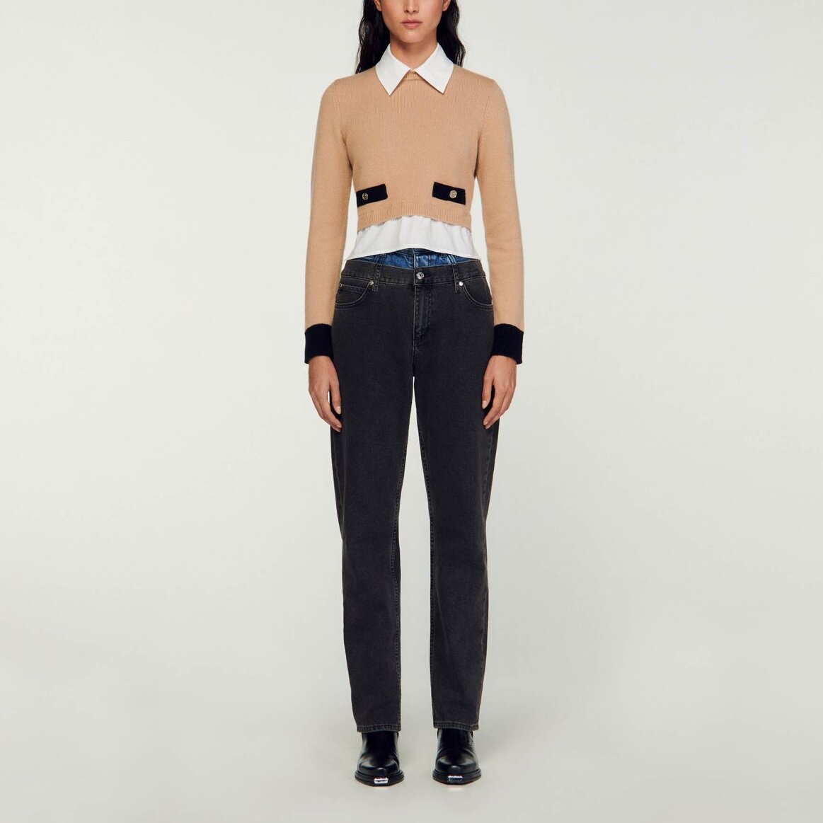 Pull court en laine et cachemire Sandro seconde main