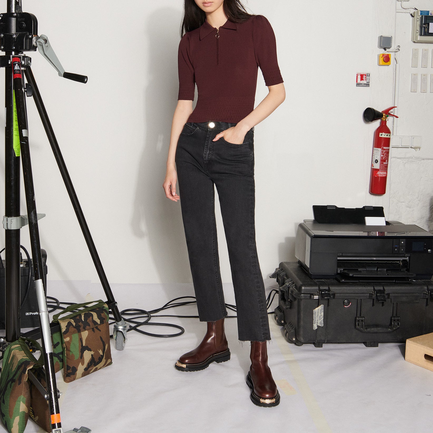 Pull col polo zippé Sandro seconde main