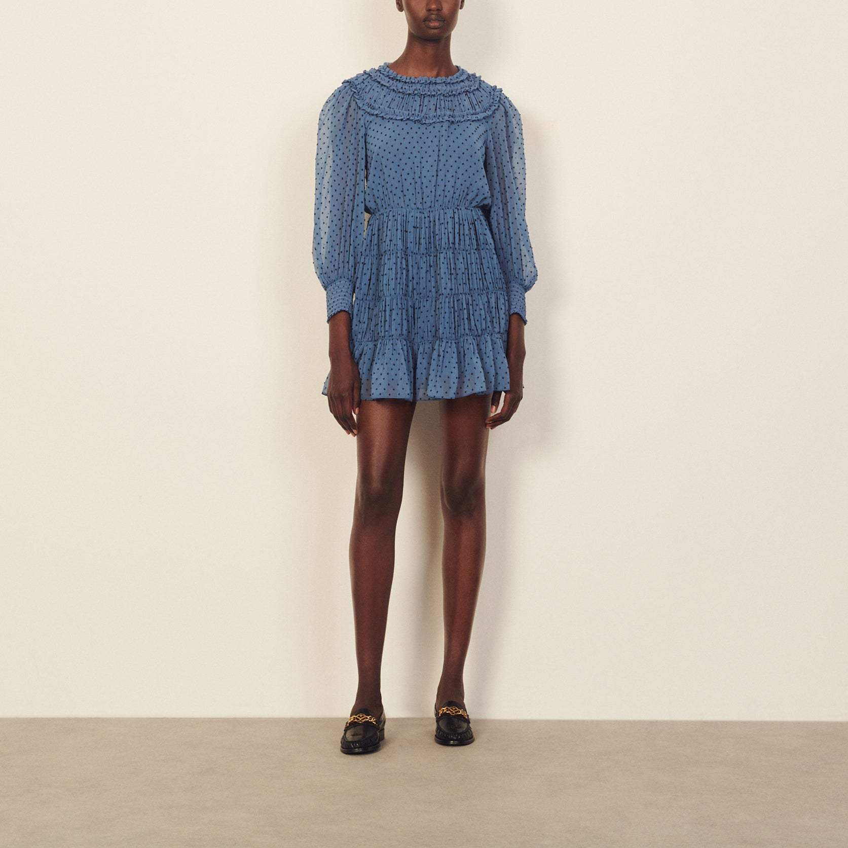 Robe courte drapée et volantée Sandro seconde main