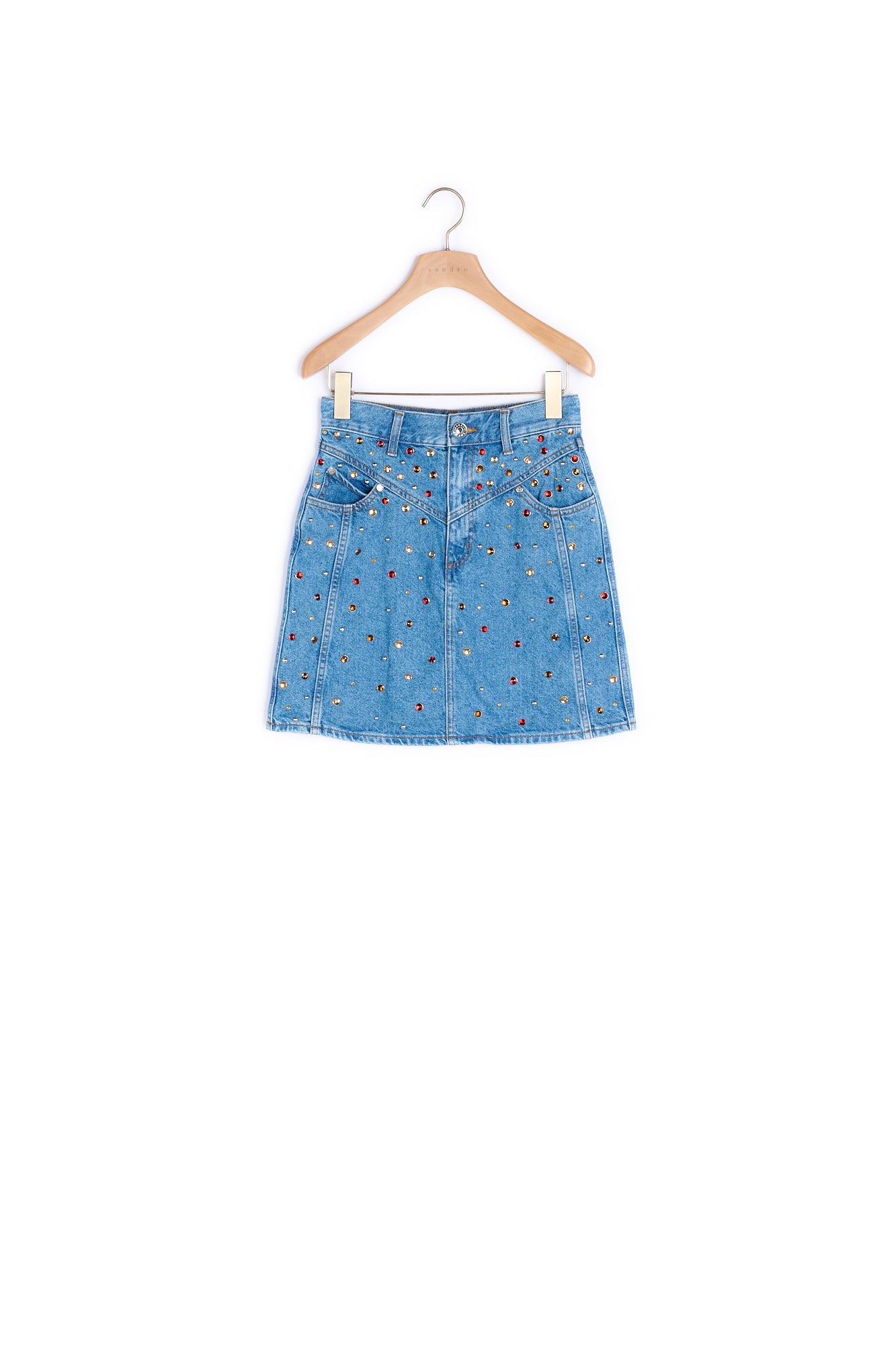 Jupe en Jean ornée de strass Sandro seconde main