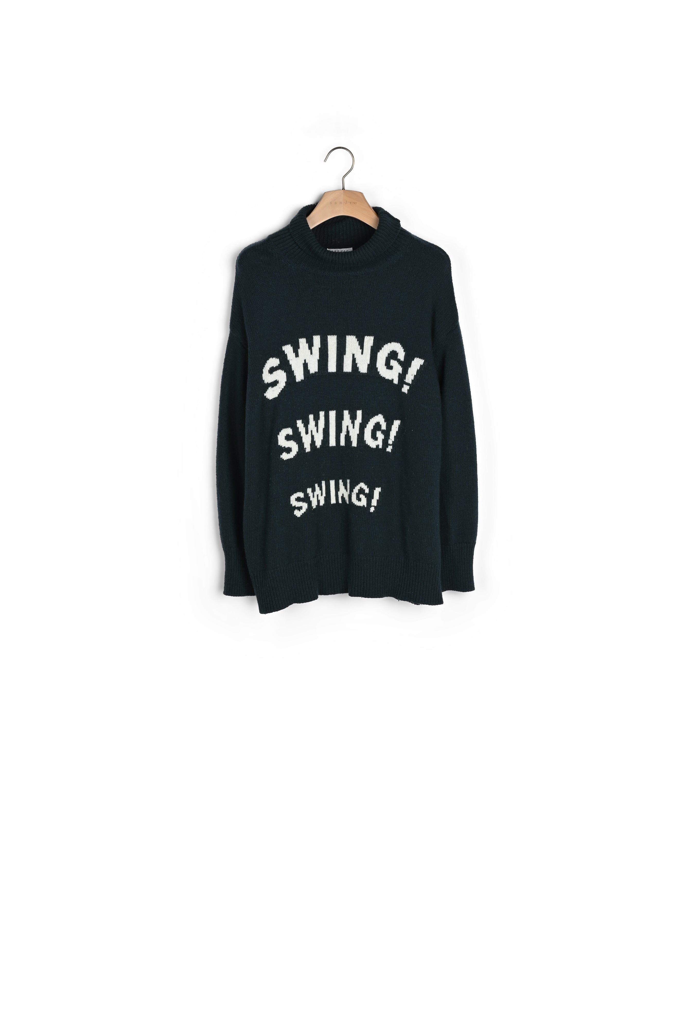 Pull col roulé à message en jacquard Sandro seconde main