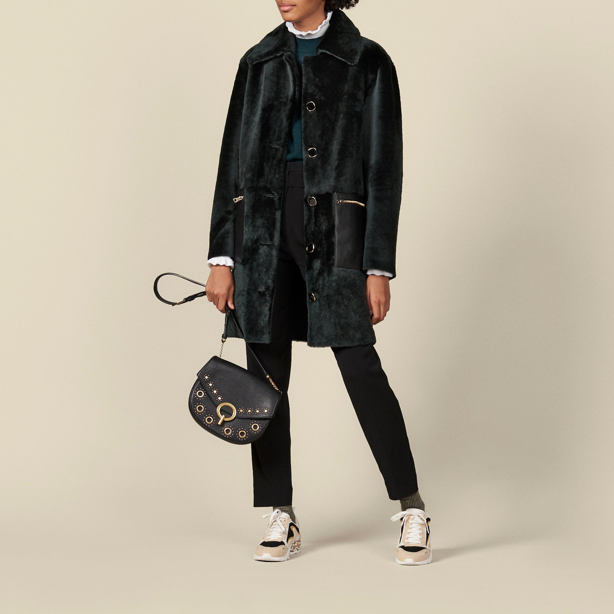 Manteau en peau lainée mi long Sandro seconde main