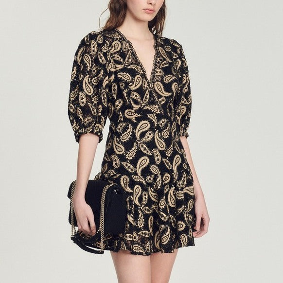 Robe courte en guipure motifs paisley Sandro seconde main