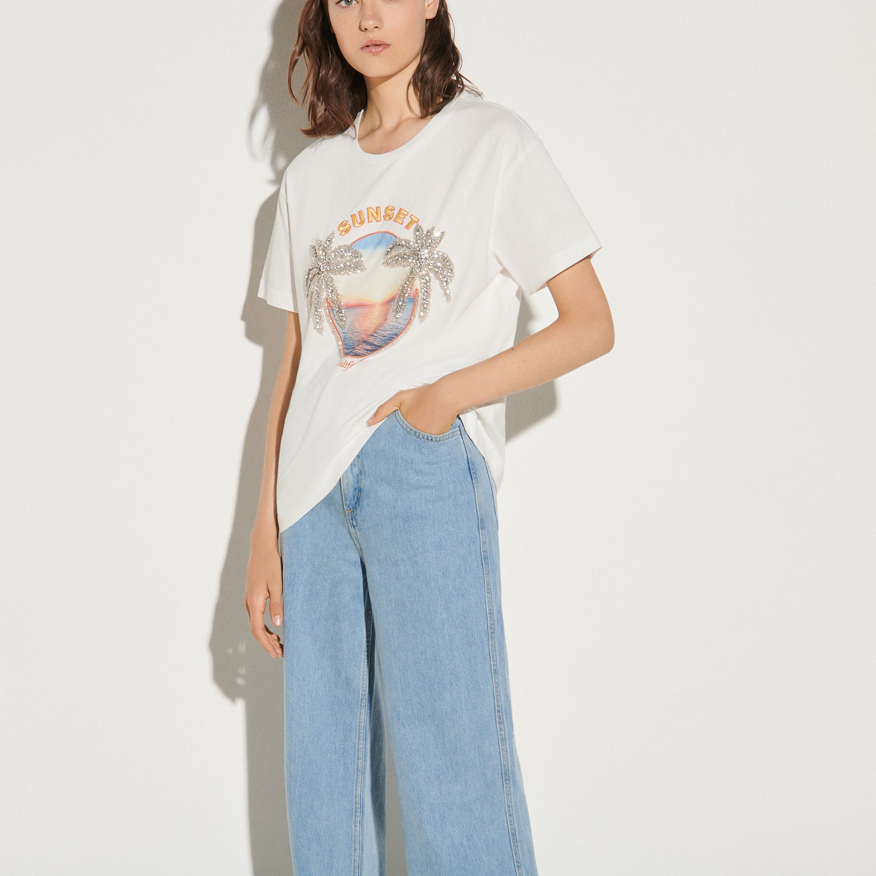 T-shirt imprimé avec strass Sandro seconde main