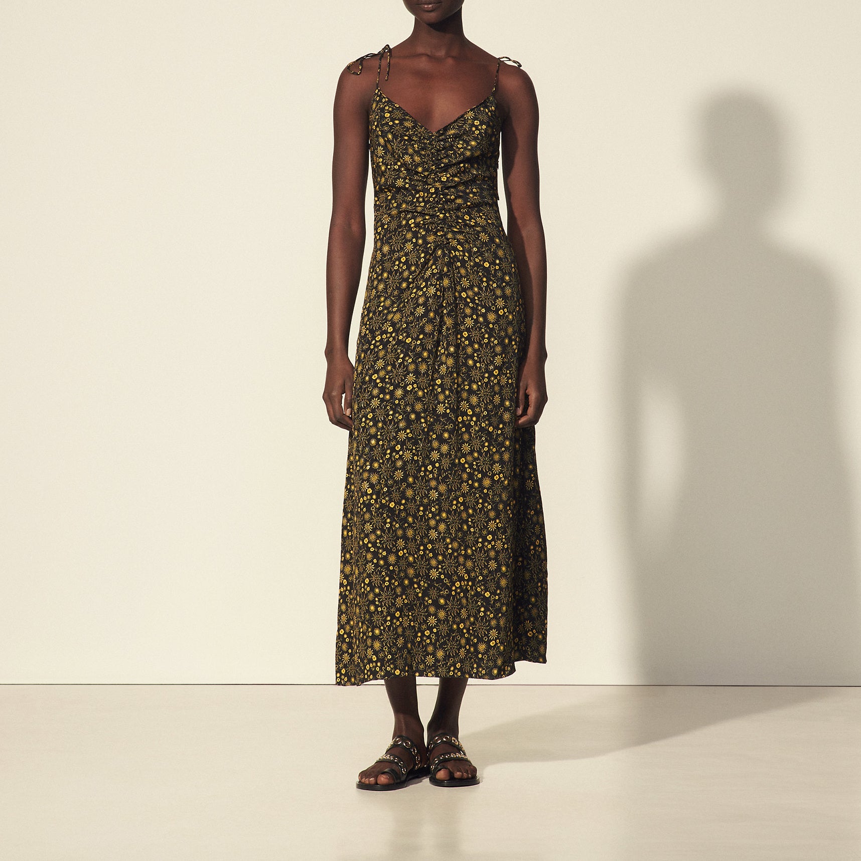 Robe longue imprimée à fines bretelles Sandro seconde main