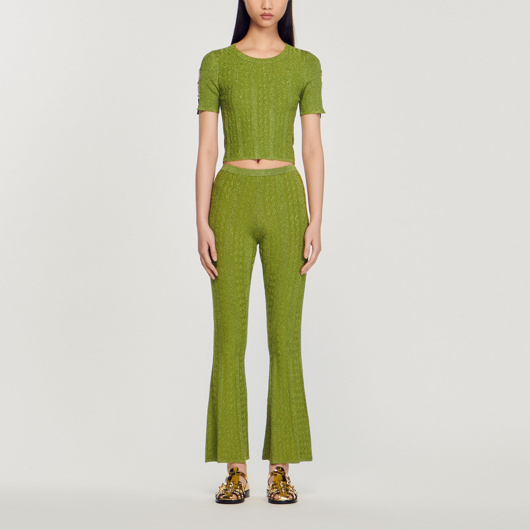 Pull court en Maille métallisée Sandro seconde main