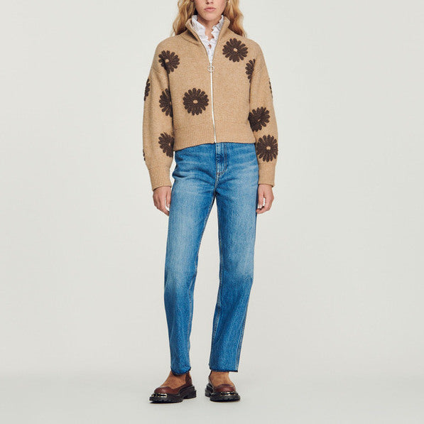 Pull camionneur orné de fleurs Sandro seconde main