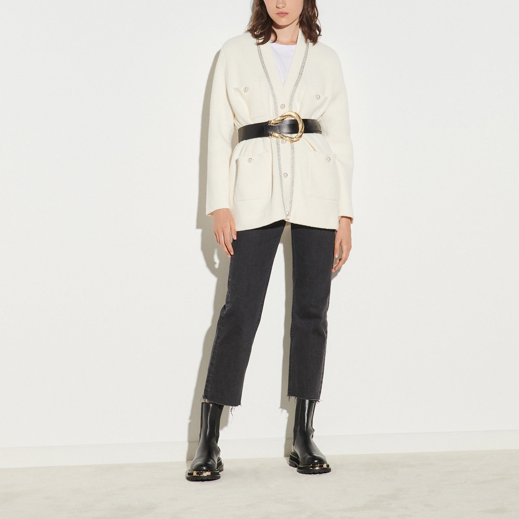 Cardigan long avec boutons perles Sandro seconde main