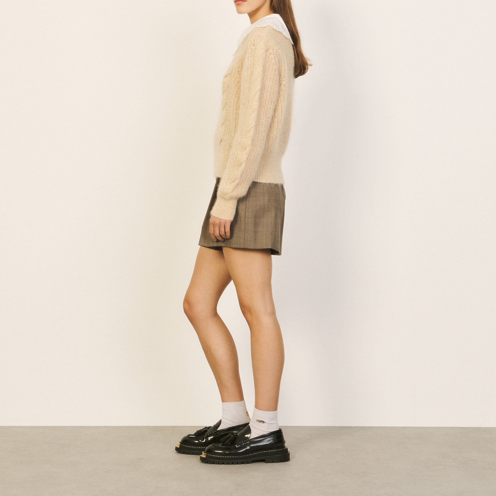 Pull court à grand col brodé Sandro seconde main