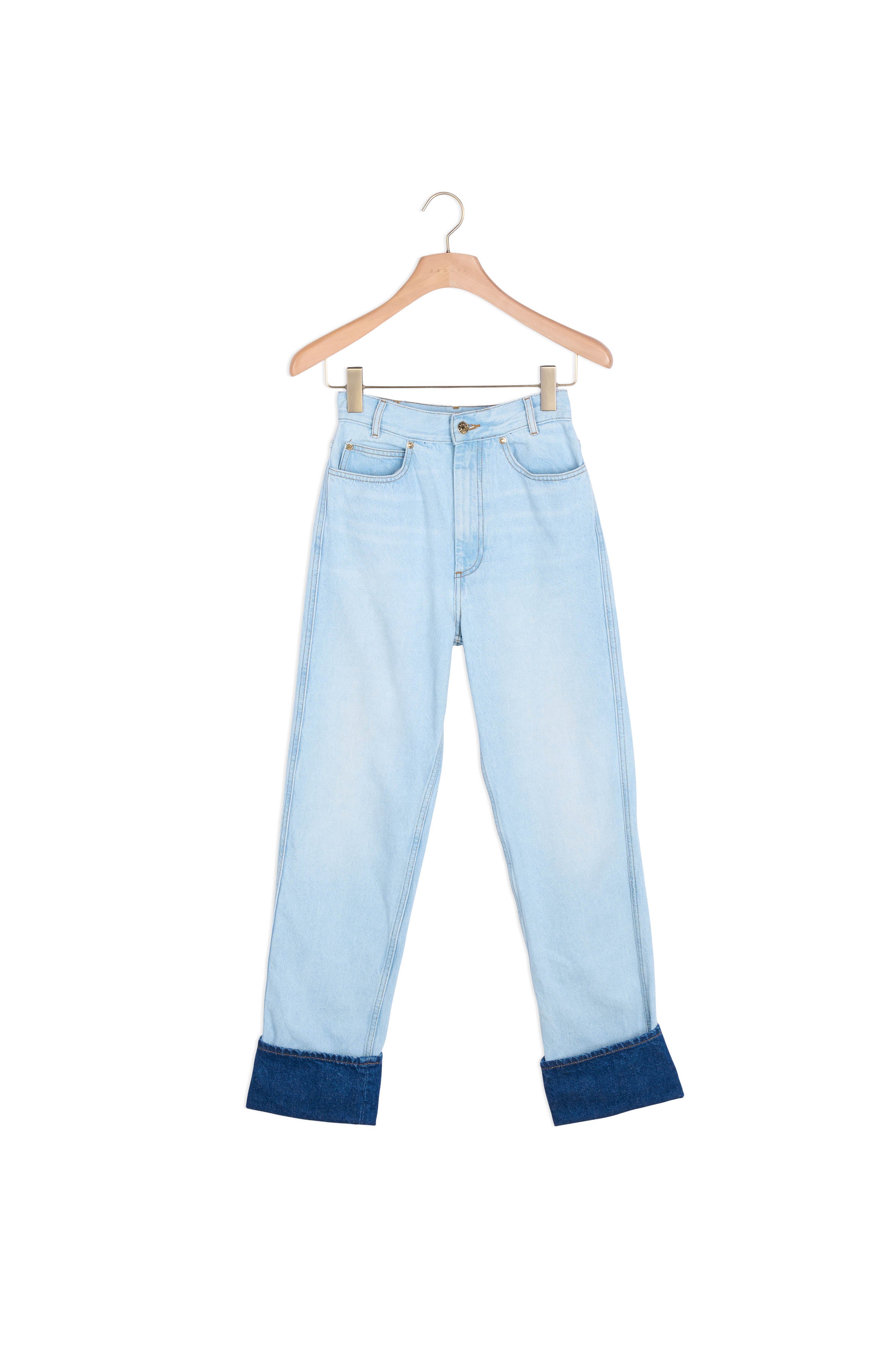 Jean délavé à revers contrasté Sandro seconde main