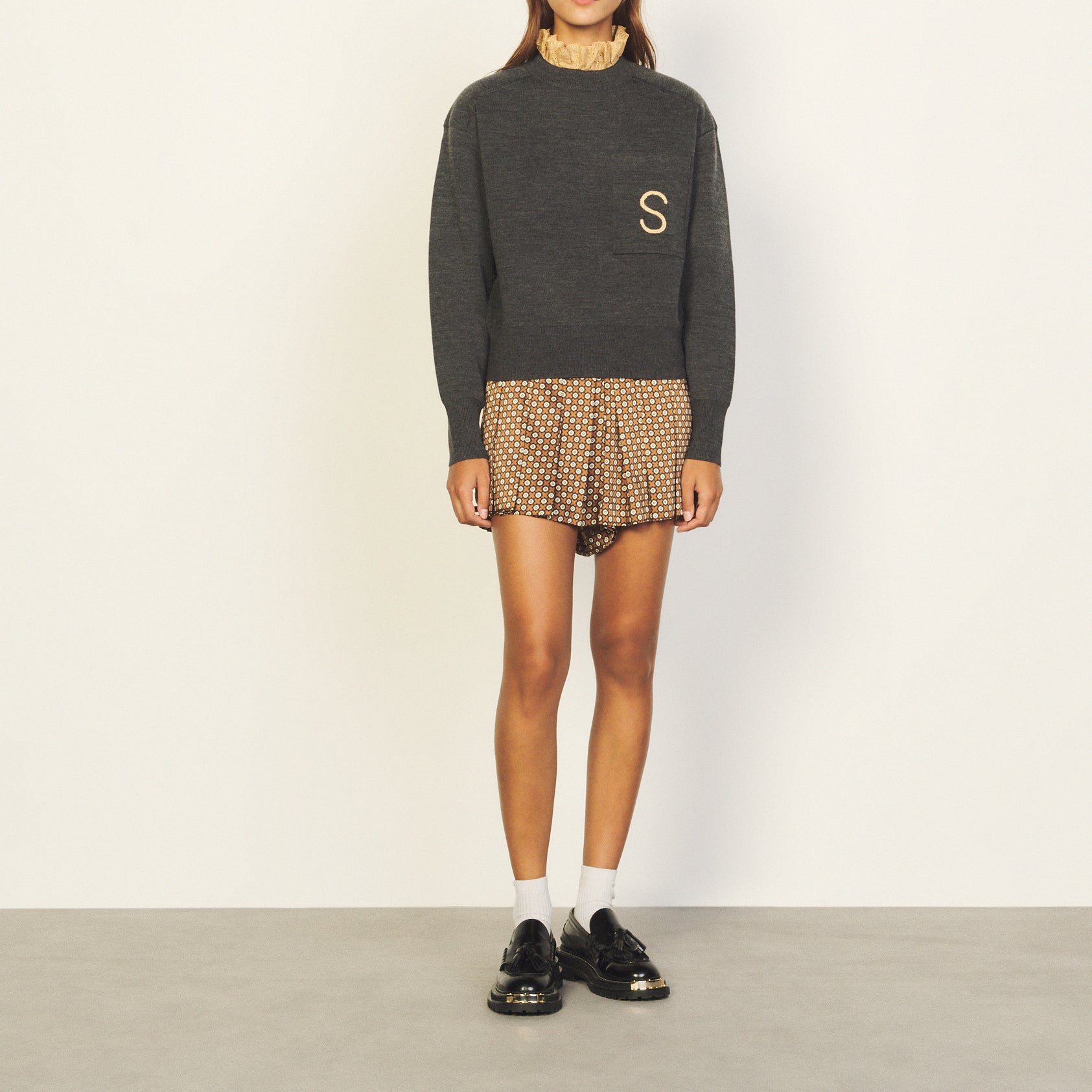 Pull Gris Foncé Sandro seconde main