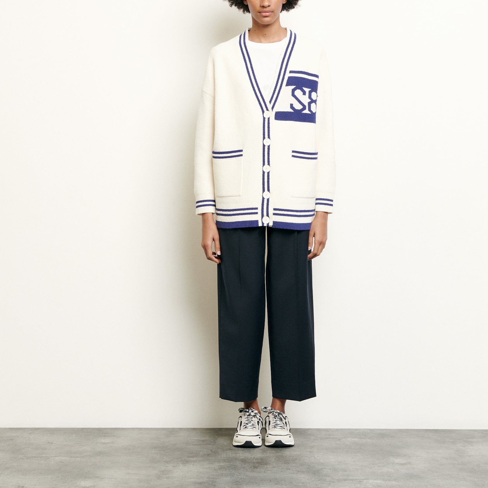 Cardigan over size à rayures Sandro seconde main