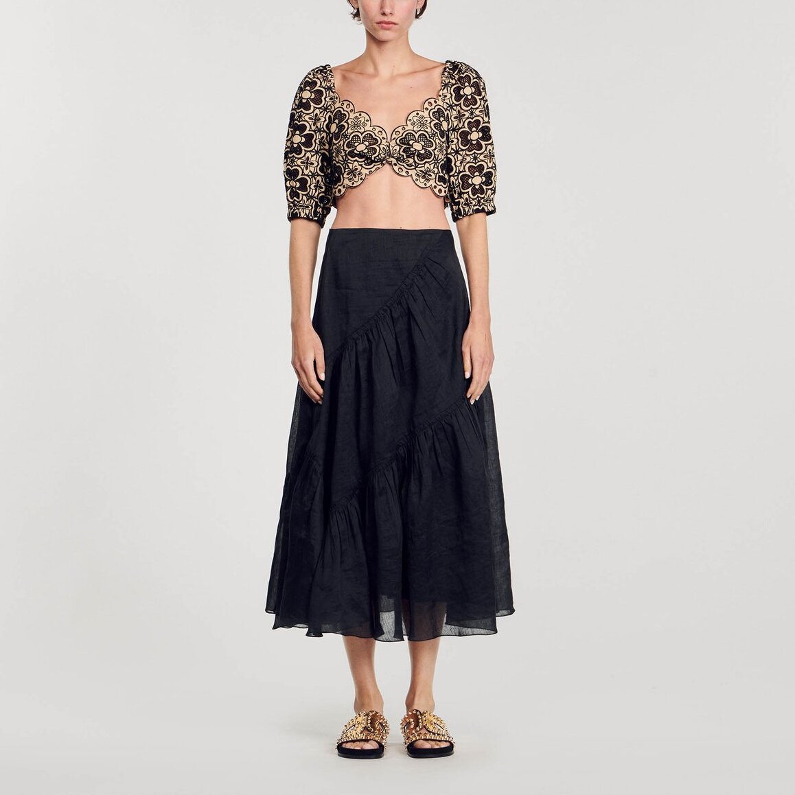 Top court en broderie anglaise Sandro seconde main