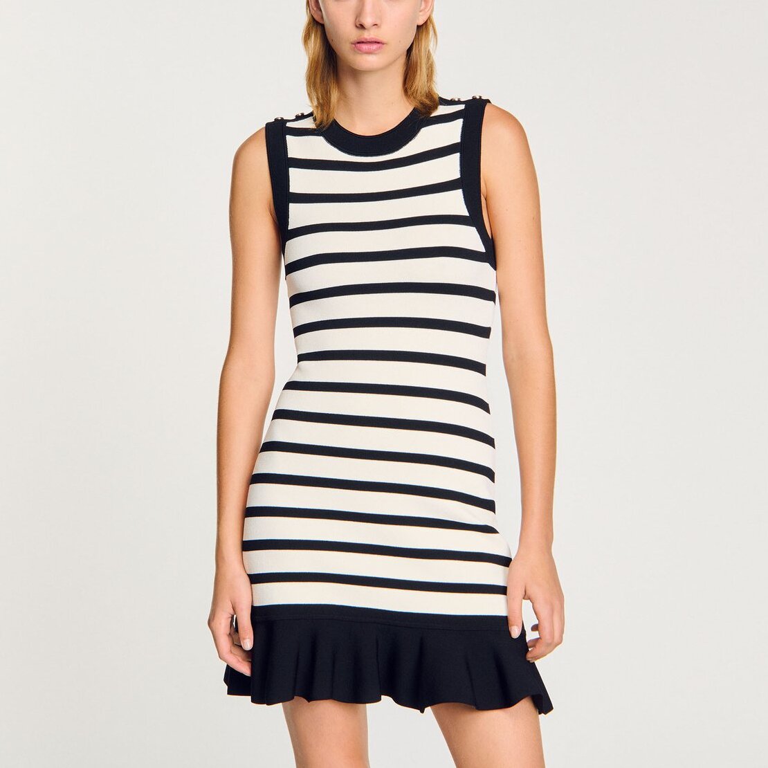 Robe courte en maille à rayures Sandro seconde main