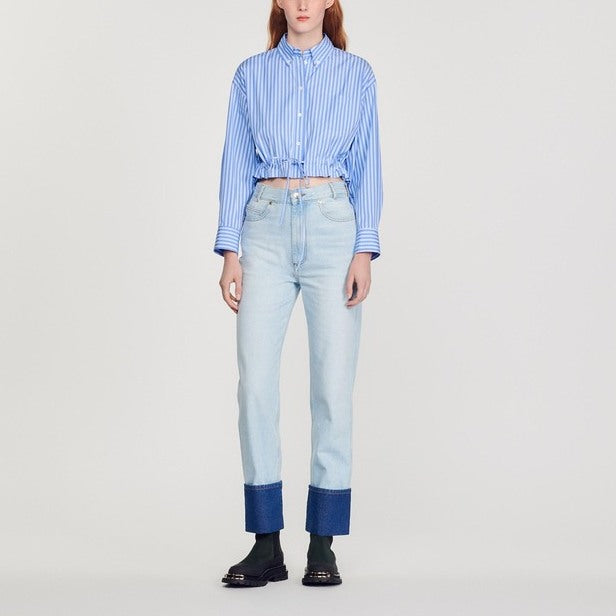 Chemise courte à rayures Sandro seconde main