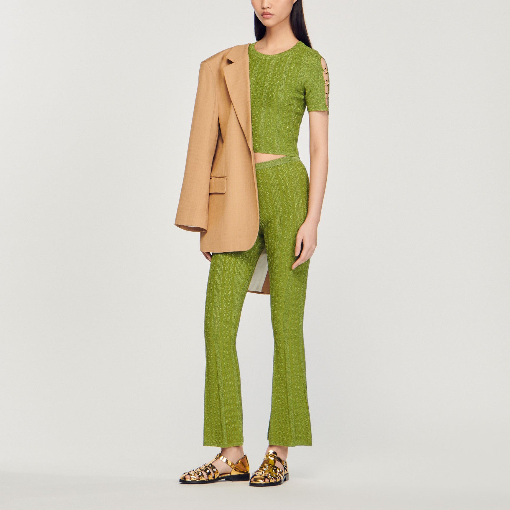 Pull court en Maille métallisée Sandro seconde main