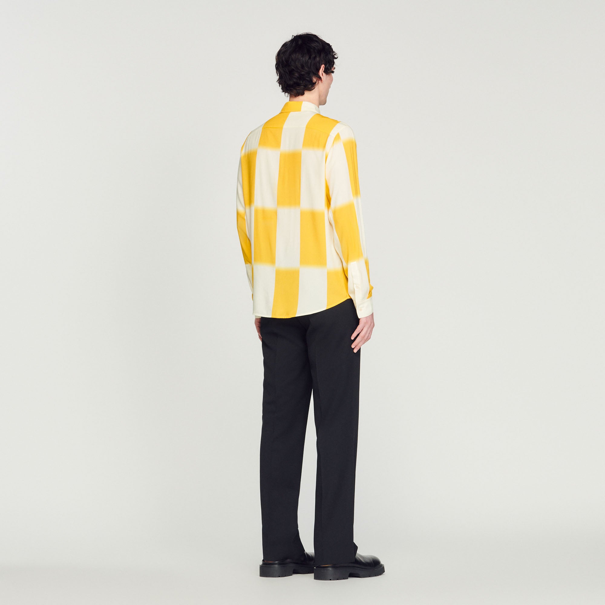 Chemise imprimé écru et jaune Sandro seconde main