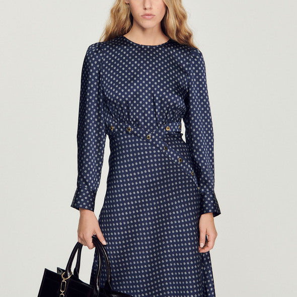 Robe longue fluide imprimé petits pois Sandro seconde main