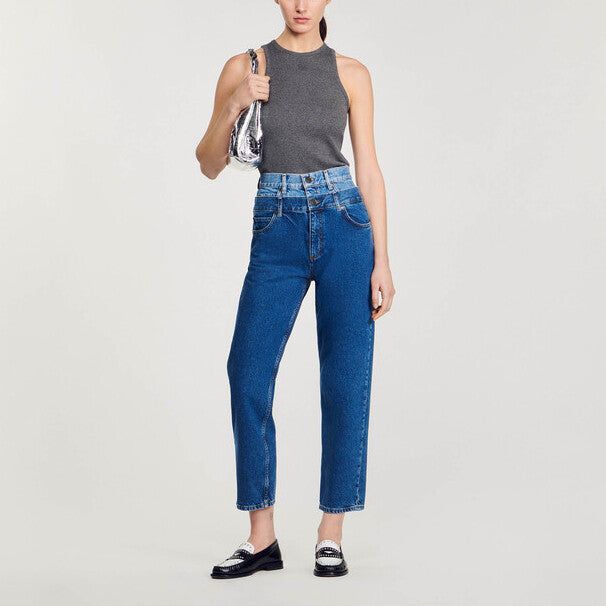 Jean trompe l'œil coupe mom Sandro seconde main