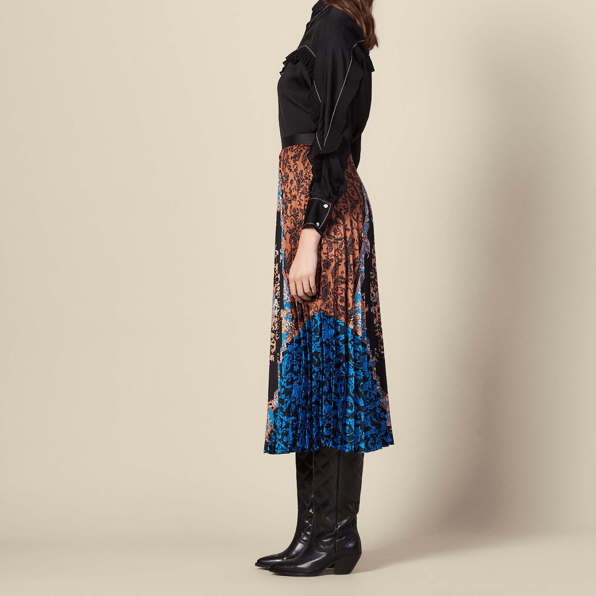 Jupe longue plissée  imprimée Sandro seconde main