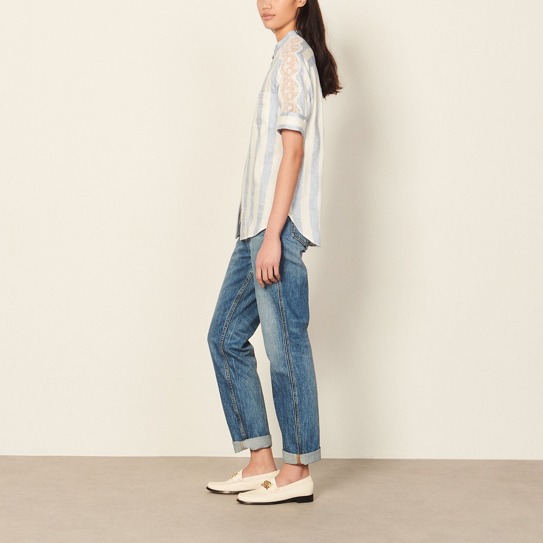 Chemise rayée en lin Sandro seconde main