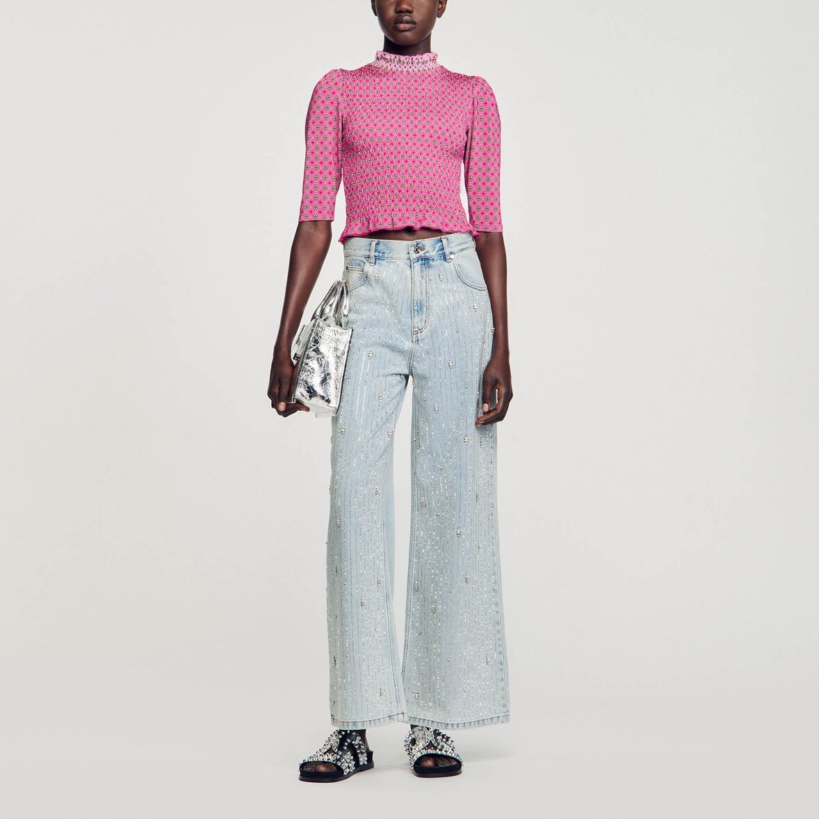 T-shirt smocké imprimé Sandro seconde main