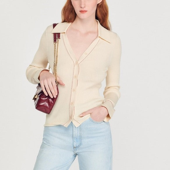 Cardigan en Maille fine surpiquée Sandro seconde main