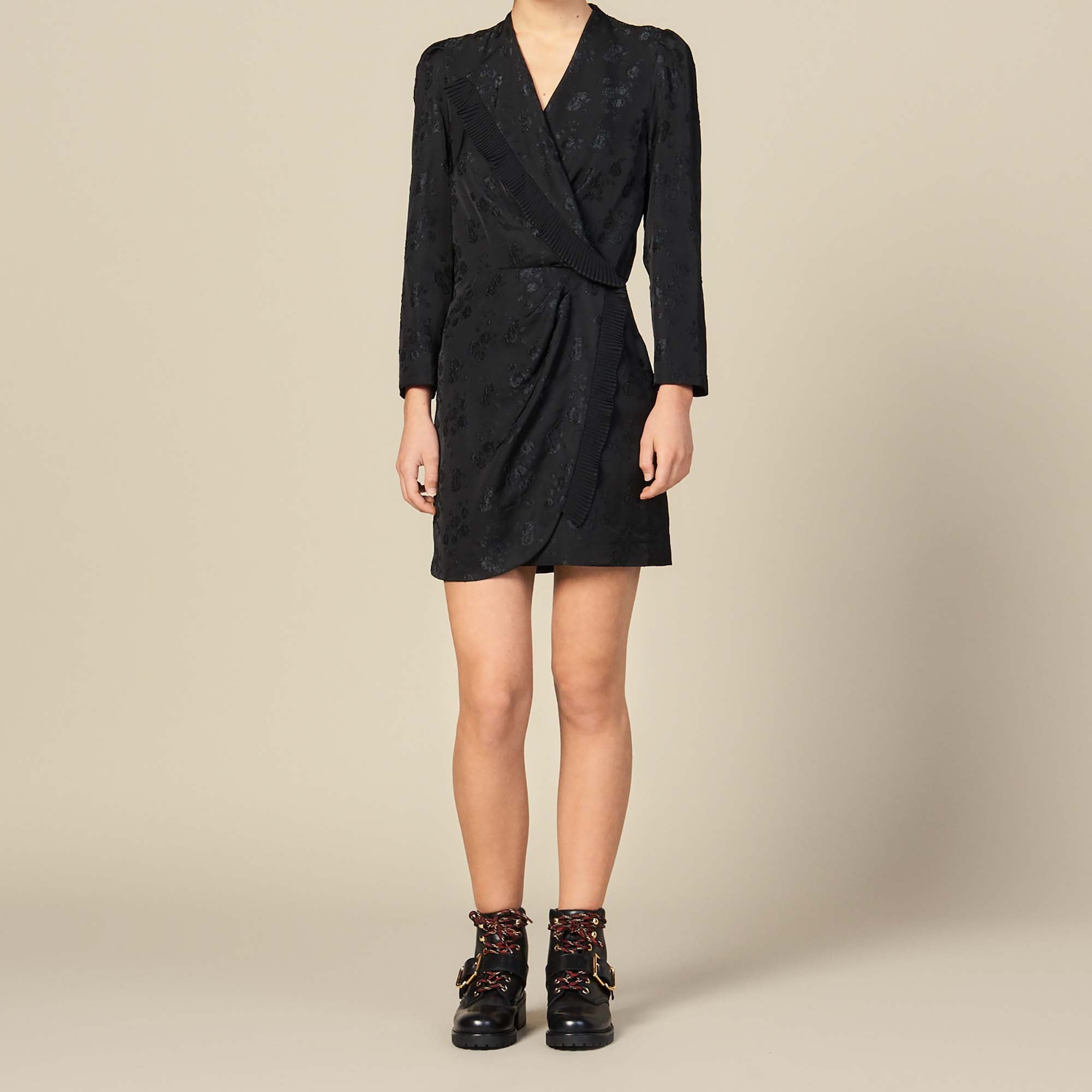 Robe courte portefeuille en jacquard Sandro seconde main