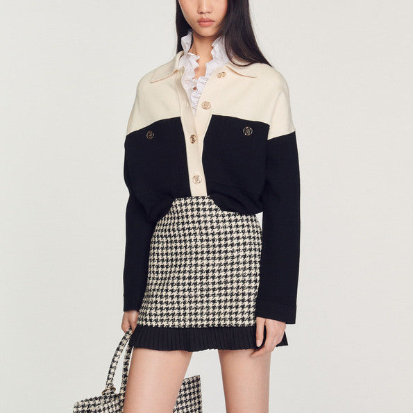 Jupe courte en tweed pied de poule Sandro seconde main