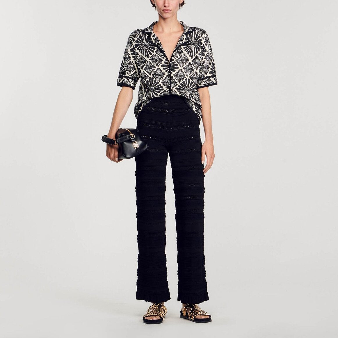 Cardigan jacquard fleurs Sandro seconde main