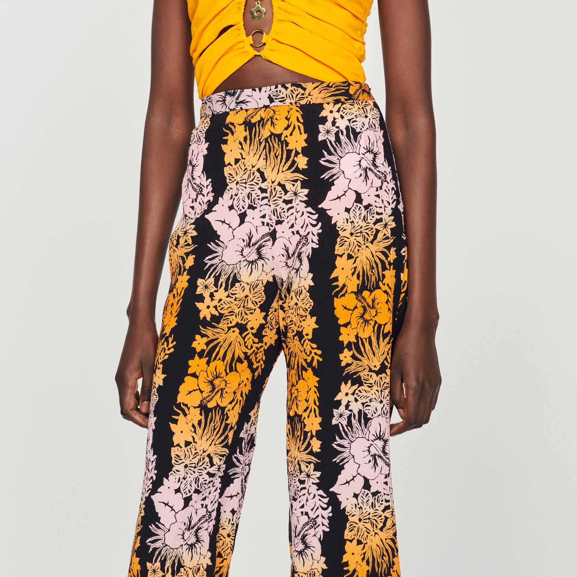 Pantalon fluide imprimé Hawaï Sandro seconde main