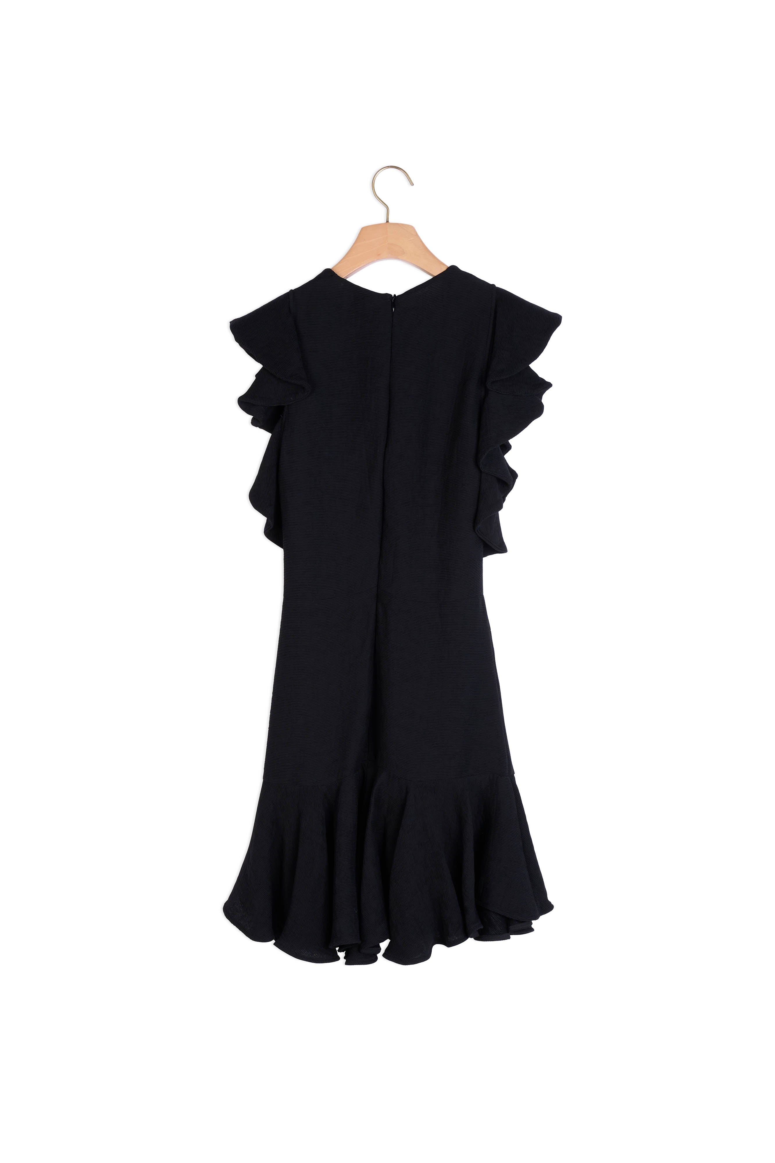 Robe décolletée type patineuse à volants Sandro seconde main