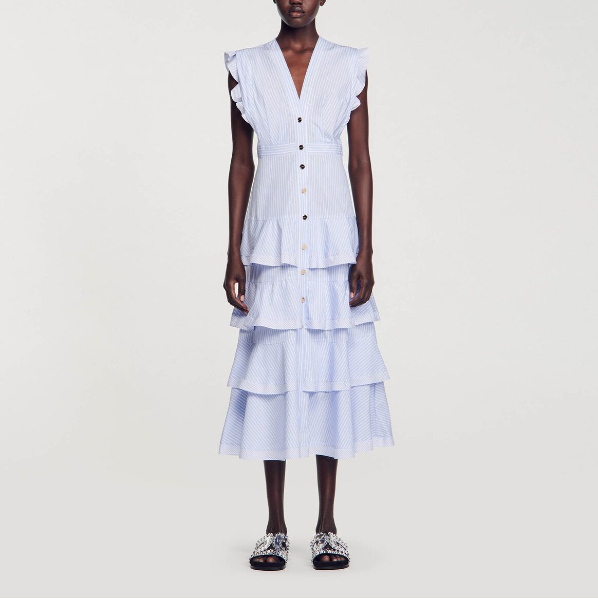 Robe longue à volants Sandro seconde main