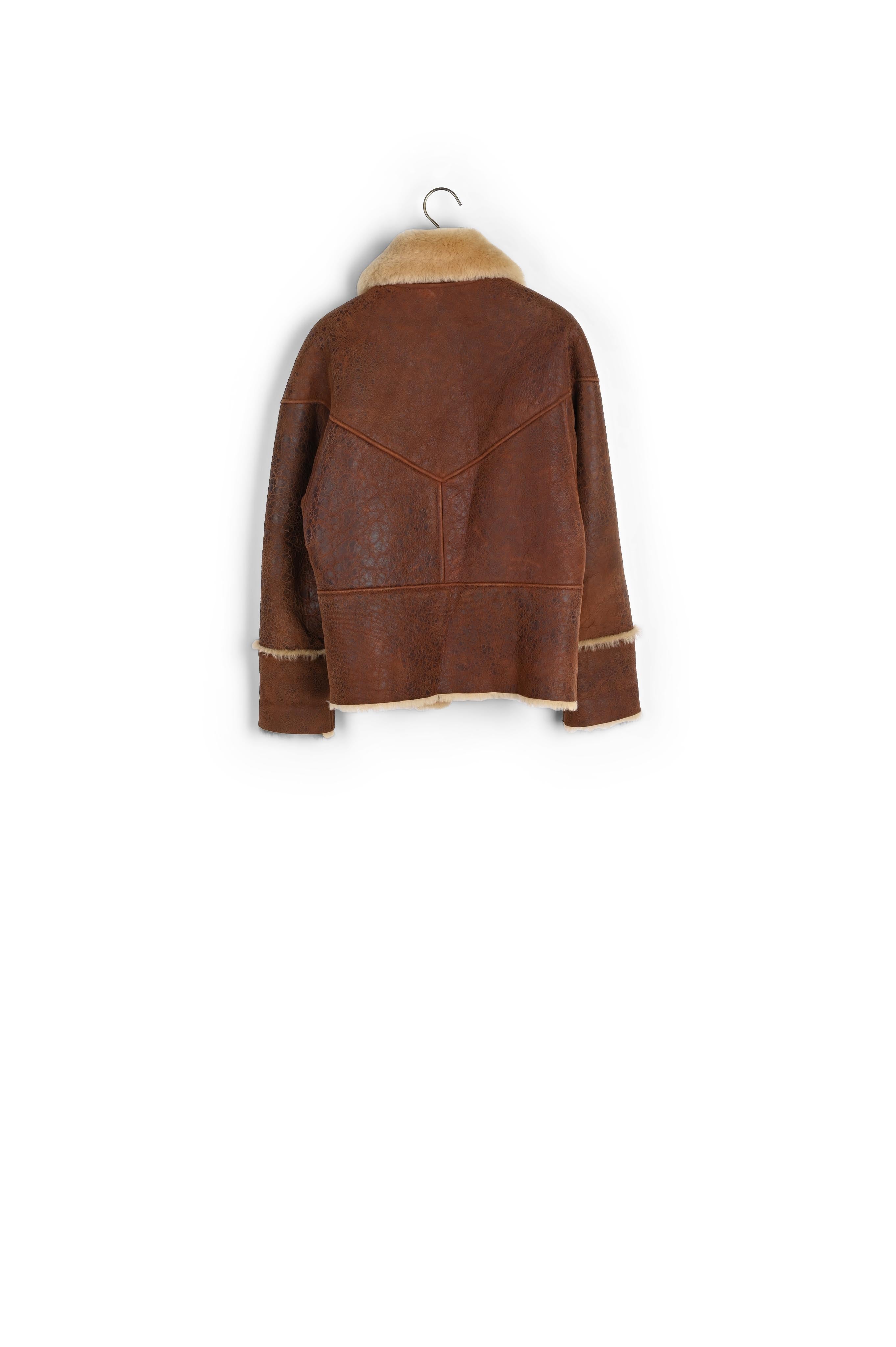 Bombardier en peau lainée bicolore Sandro seconde main