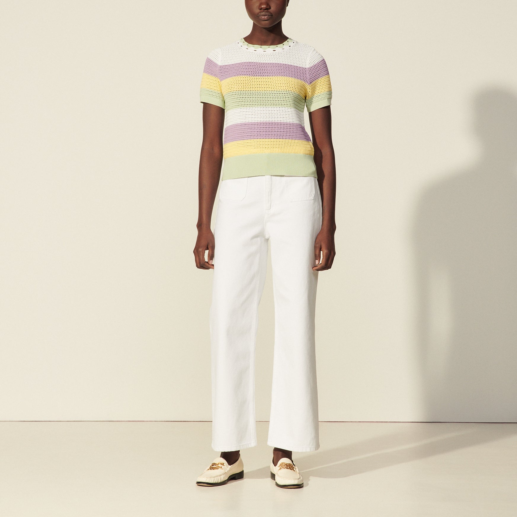 Pull rayé à manches courtes Sandro seconde main