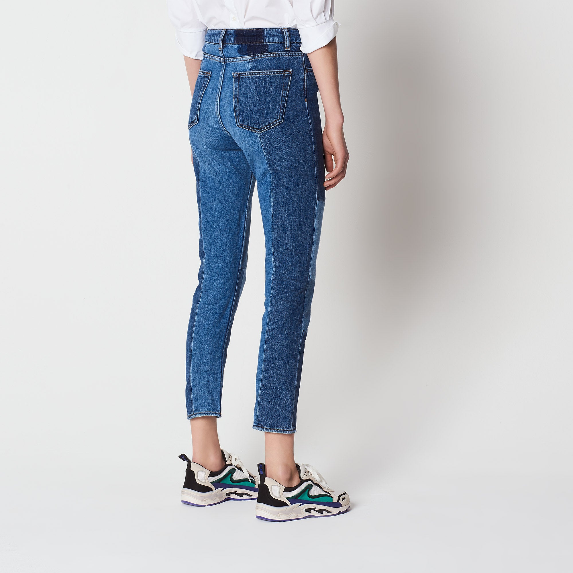 Jean en coton patchwork avec zip Sandro seconde main