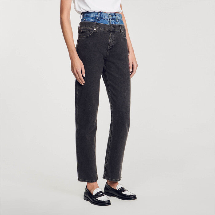 Jean à double ceinture bicolore Sandro seconde main