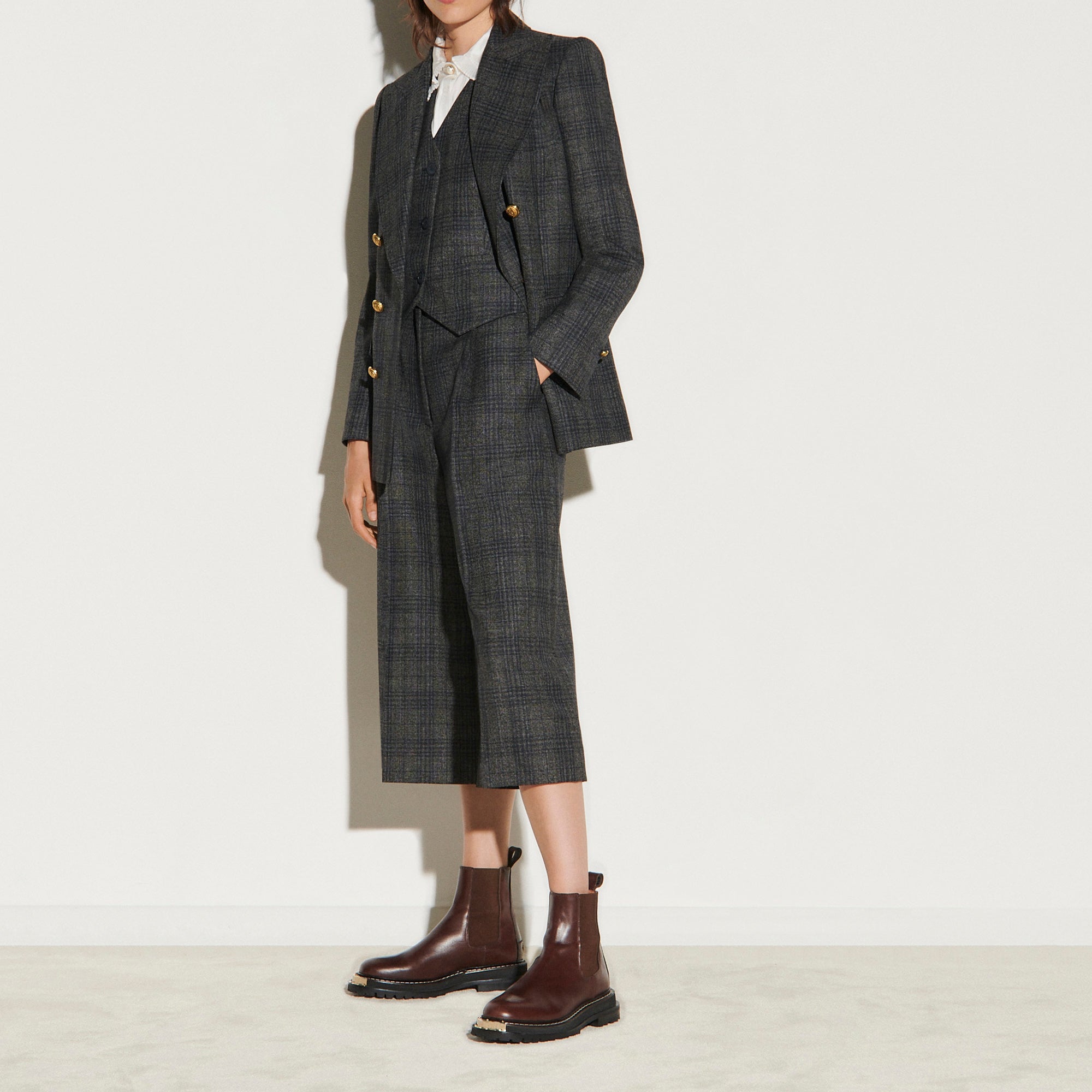 Pantalon large 7/8ème à carreaux Sandro seconde main