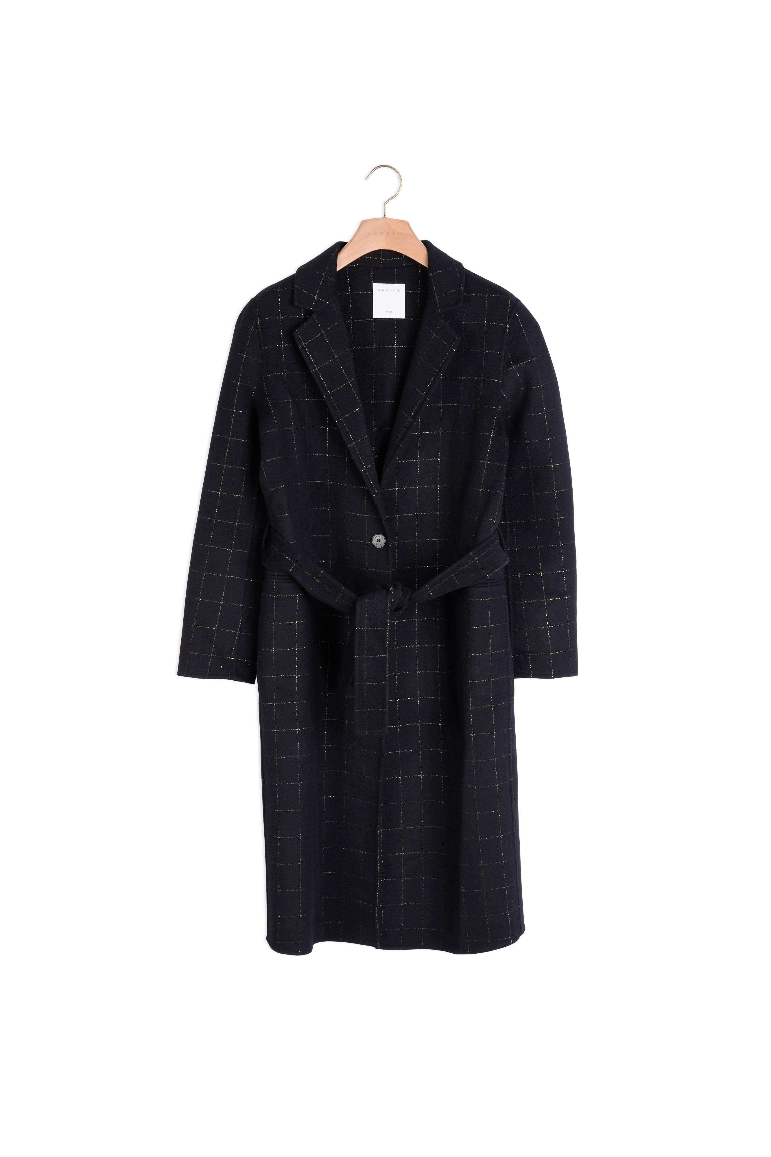 Manteau long à carreaux fantaisies Sandro seconde main