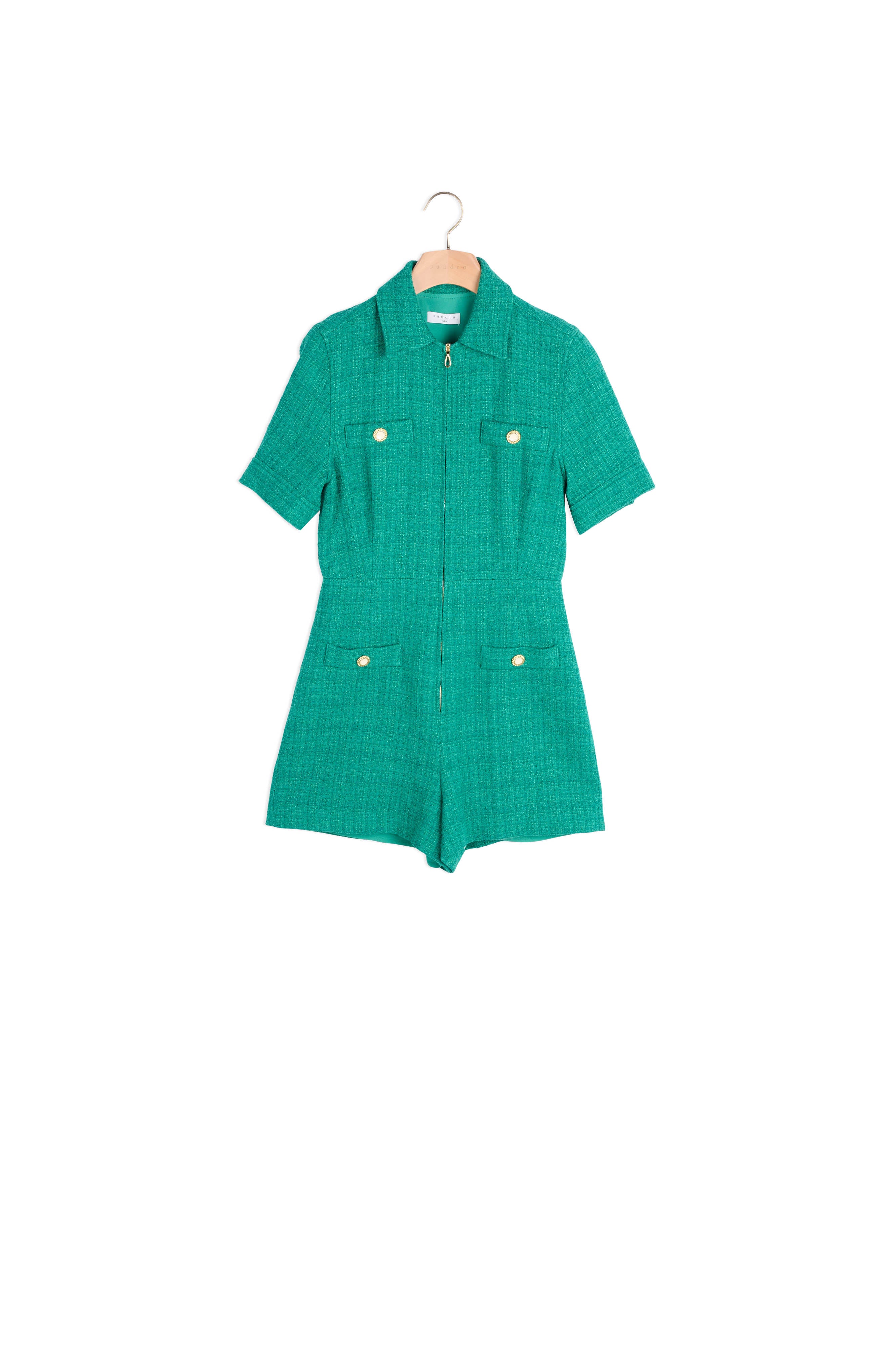 Combinaison Short en tweed à zipper Sandro seconde main