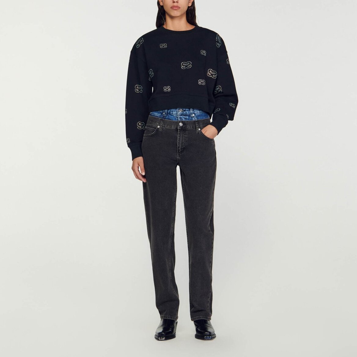 Sweatshirt court double S Sandro seconde main