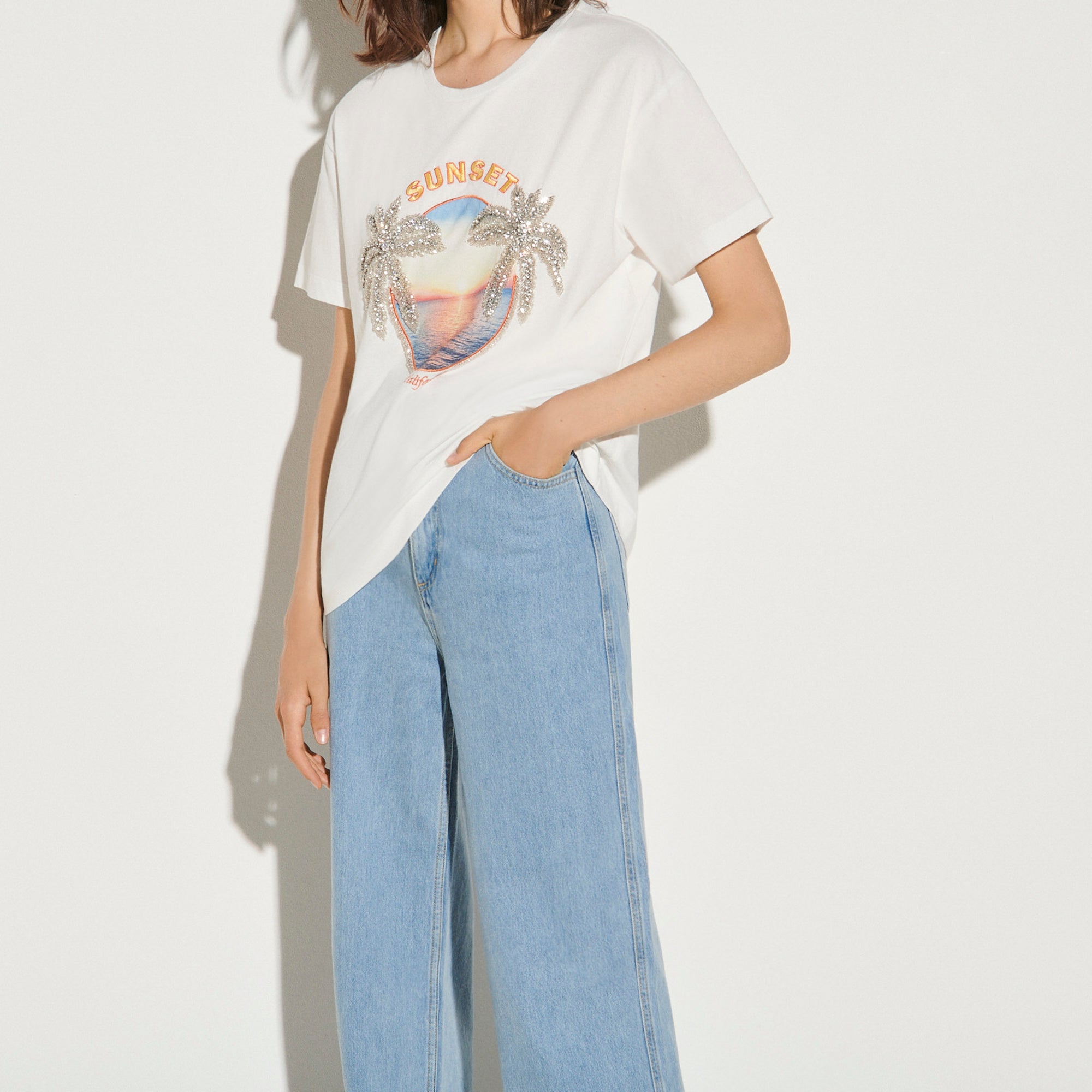 T-shirt imprimé avec strass Sandro seconde main