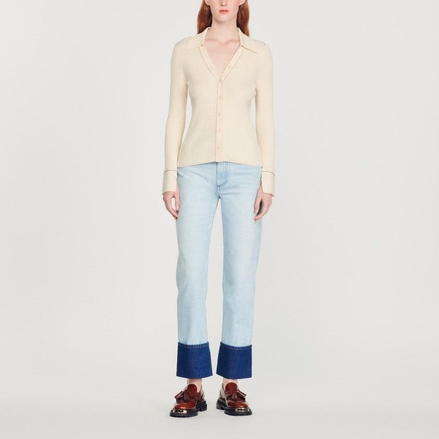 Cardigan en Maille fine surpiquée Sandro seconde main