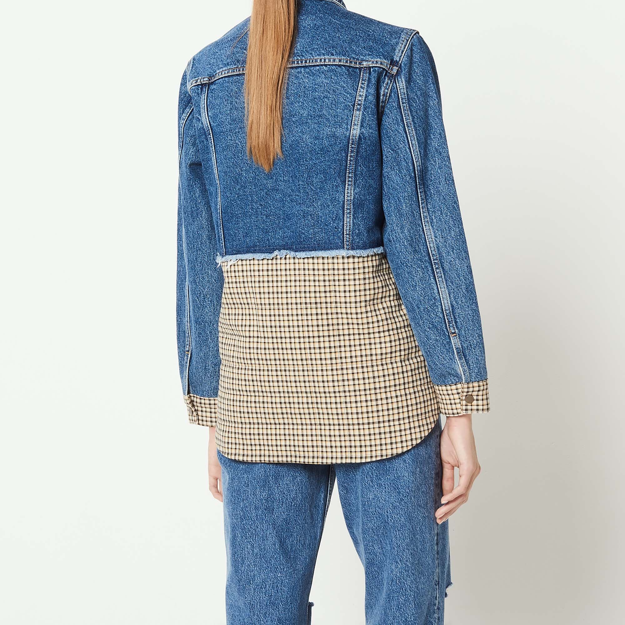 Veste bi-matière Jean et matelassé Sandro seconde main