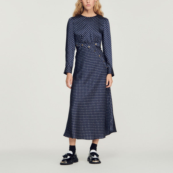 Robe longue fluide imprimé petits pois Sandro seconde main