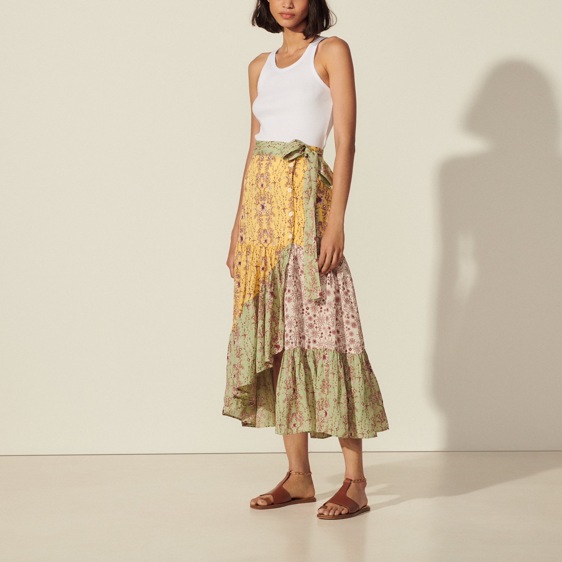 Jupe longue asymétrique imprimée Sandro seconde main